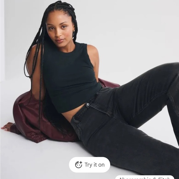 Abercrombie & Fitch Denim - Abercrombie & Fitch Black Curve Love Ultra High Rise 90s Straight Jean Sz 26